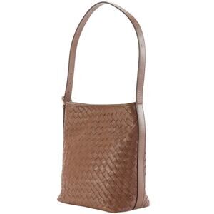 J.Jill Woven Leather Crossbody Bag Brown Intrecciato Minimalist Quiet Luxury
